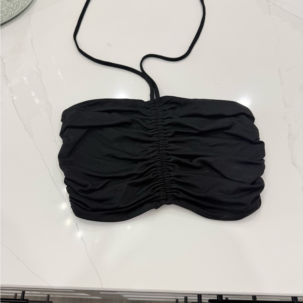 Susana Monaco Black Ruched Bandeau Halter Top